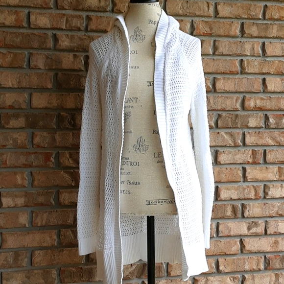 Gap Sweaters | Gap White Cotton Open Front Hooded Cardigan. | Color: White | Size: S | Pm-67736507's Closet